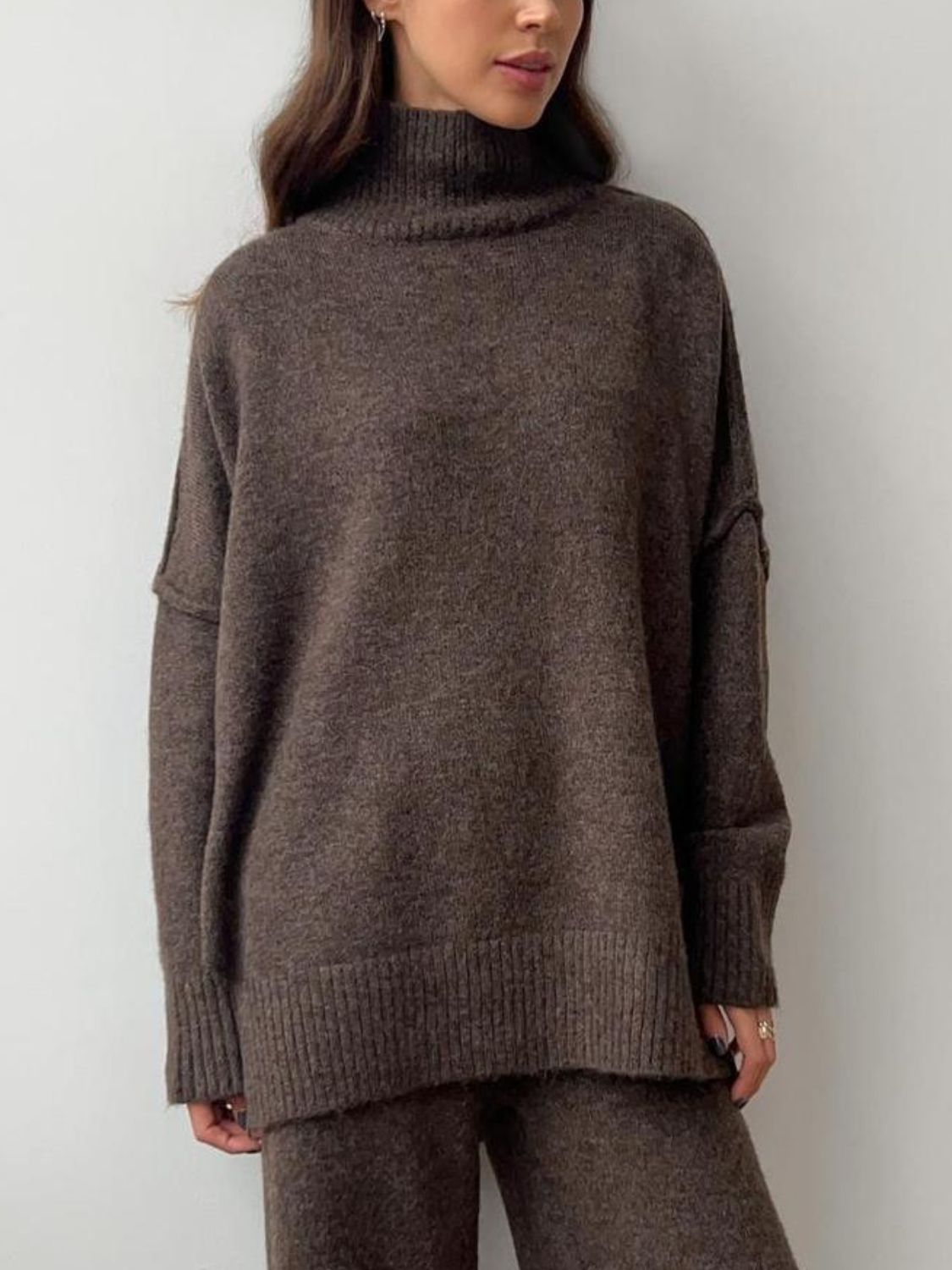 Anne Turtleneck Long Sleeve Top and Pants Sweater Set