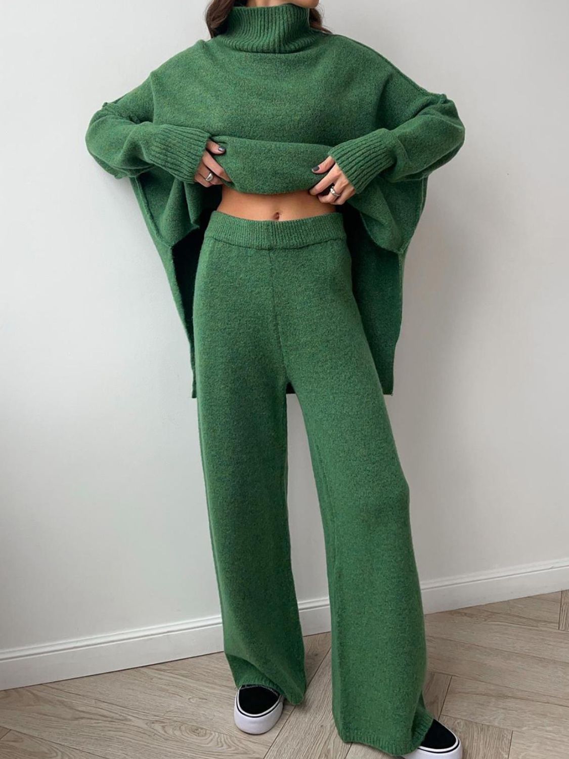 Anne Turtleneck Long Sleeve Top and Pants Sweater Set