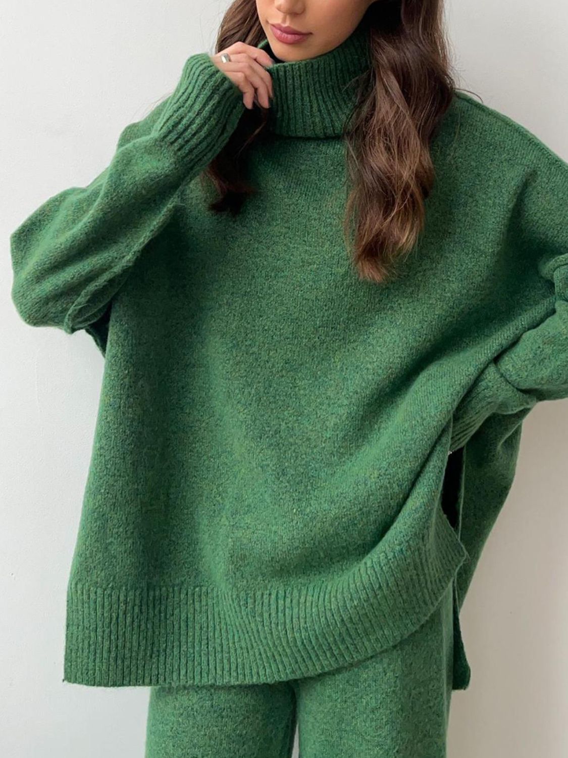 Anne Turtleneck Long Sleeve Top and Pants Sweater Set