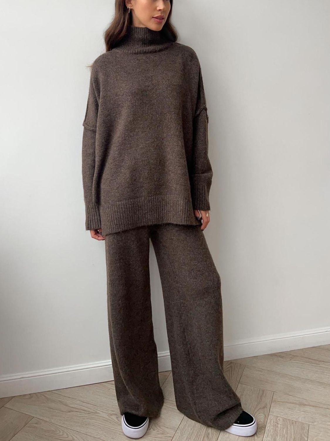 Anne Turtleneck Long Sleeve Top and Pants Sweater Set