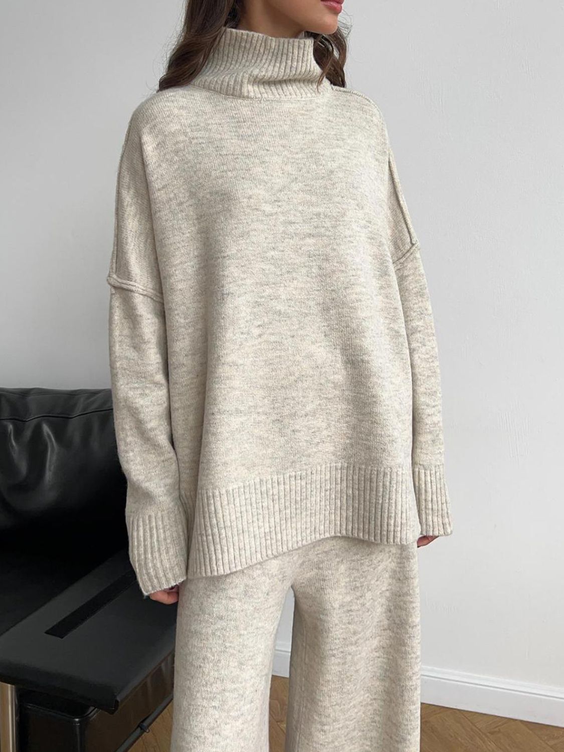 Anne Turtleneck Long Sleeve Top and Pants Sweater Set