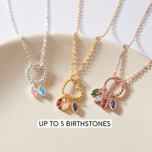Birthstone ring and stone necklace