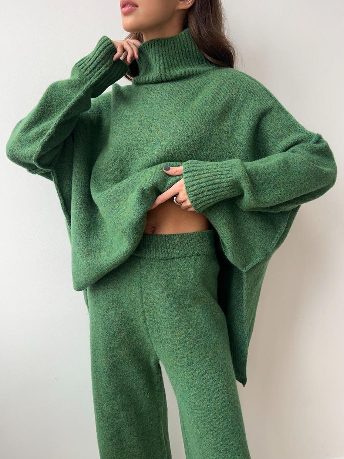 Anne Turtleneck Long Sleeve Top and Pants Sweater Set