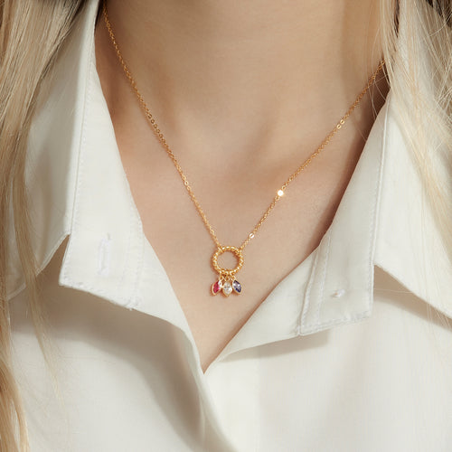 Birthstone ring and stone necklace