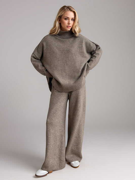 Anne Turtleneck Long Sleeve Top and Pants Sweater Set