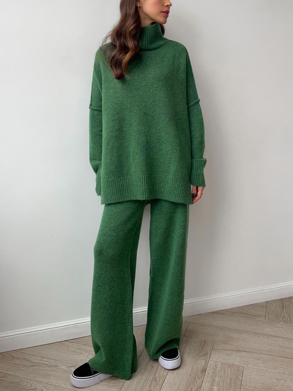 Anne Turtleneck Long Sleeve Top and Pants Sweater Set