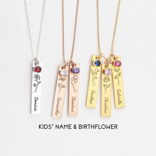 Birth Flower Necklace Birthstone Necklace For Mom